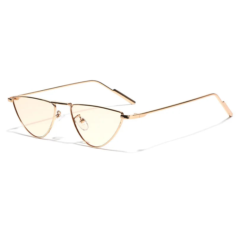 Elegant Black Gold Triangle Cat Eye Sunglasses for Women