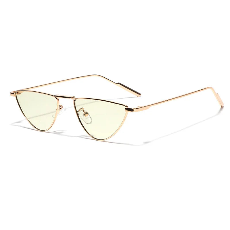 Elegant Black Gold Triangle Cat Eye Sunglasses for Women