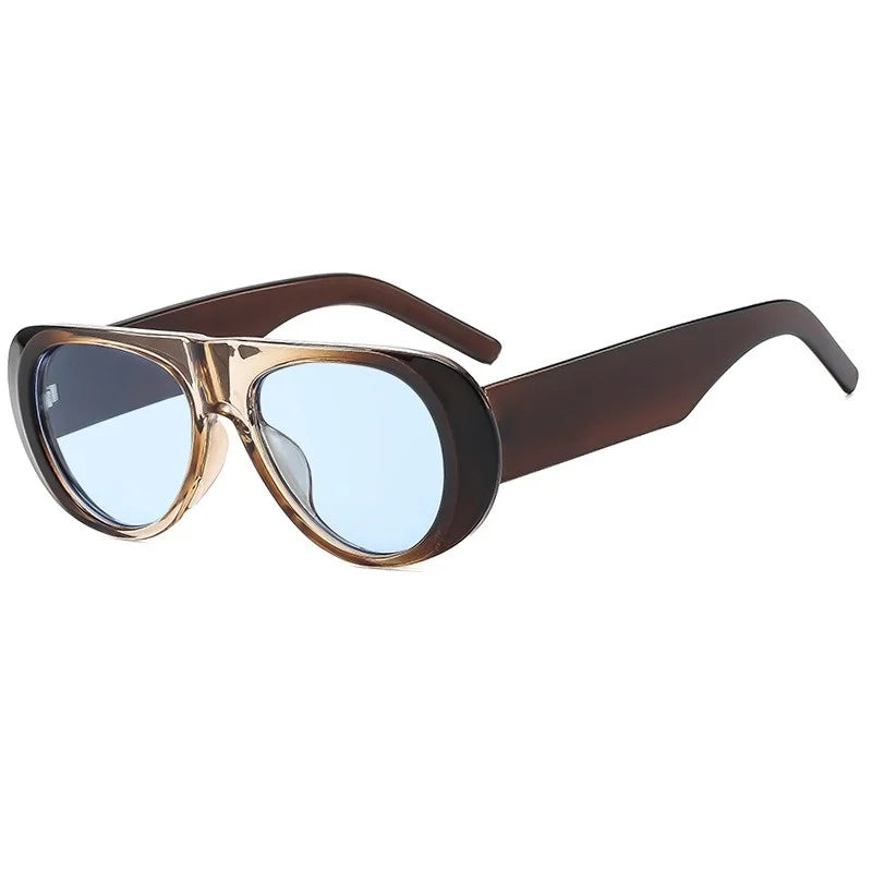 Retro Gradient Large Frame Sunglasses for Women with Wide Legs