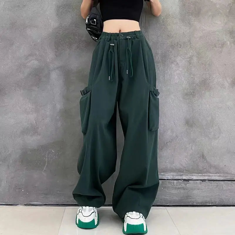 Women's High Waist Wide Leg Trousers in 100% Cotton Patchwork