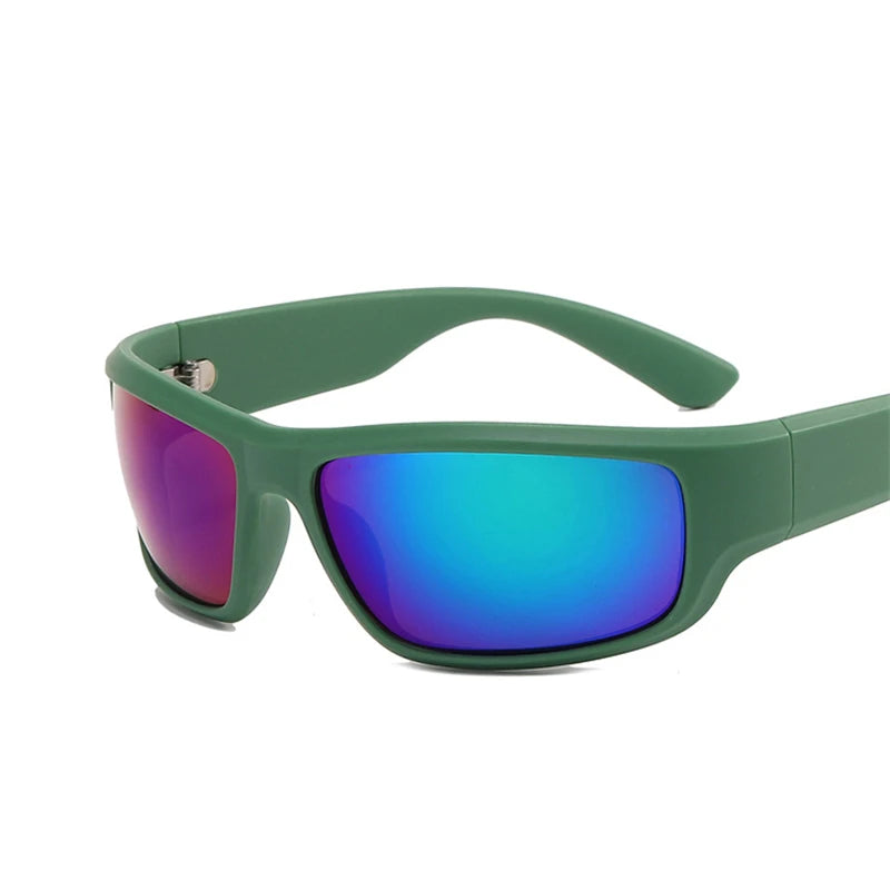 New Green Retro Punk Sport Sunglasses for Trendy Outdoor Wear