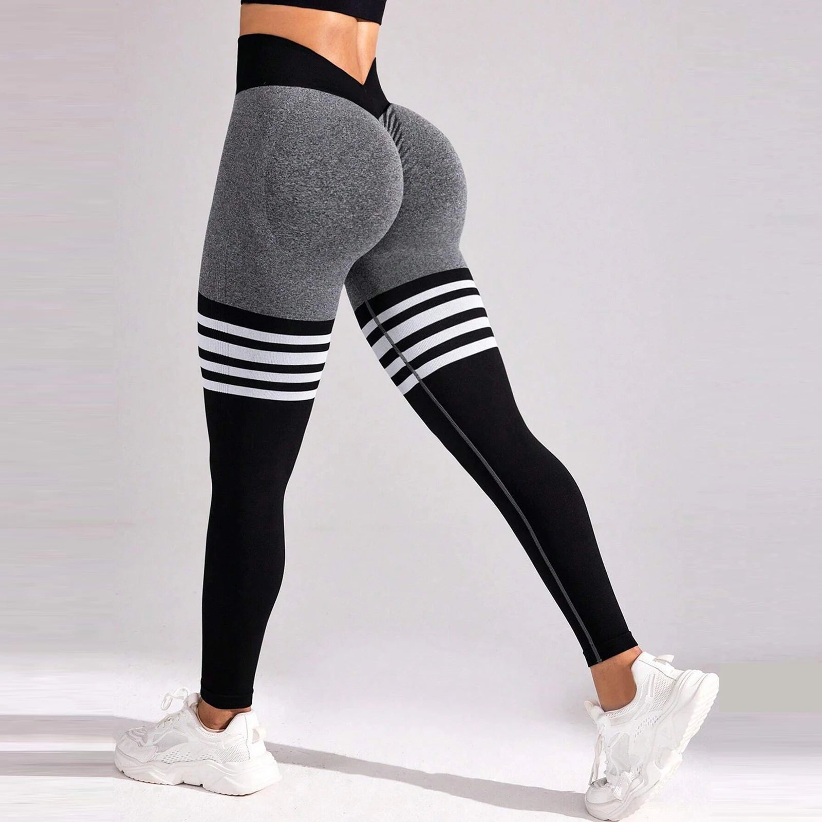 Legging de sport élastique pour femme avec dos en V et effet liftant les fesses pour le yoga 