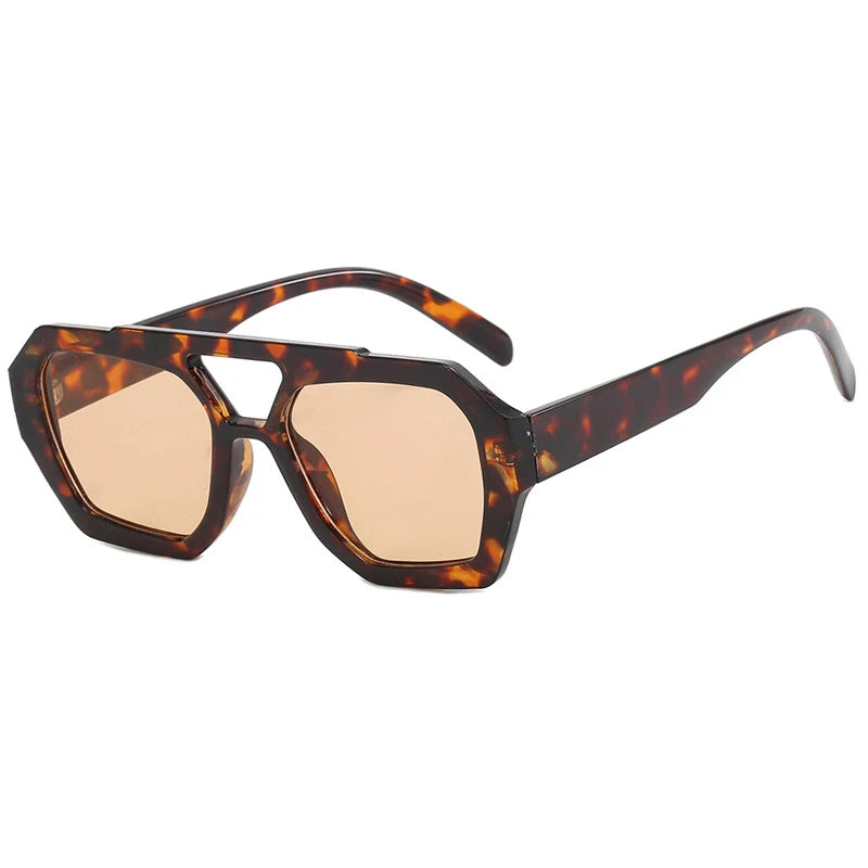 Vintage Leopard Square Sunglasses with Thick Frame for Women