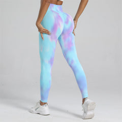 Women's Tie Dye High Waist Scrunch Leggings for Workout Yoga