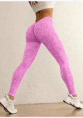 Women's V Back Butt Lifting Nylon Leggings for Gym and Yoga