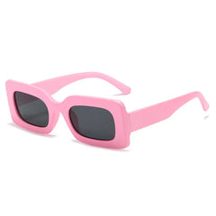 Women's Vintage Rectangle Frame Purple Pink Sunglasses Eyewear