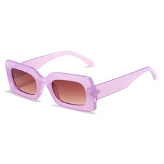 Women's Vintage Rectangle Frame Purple Pink Sunglasses Eyewear