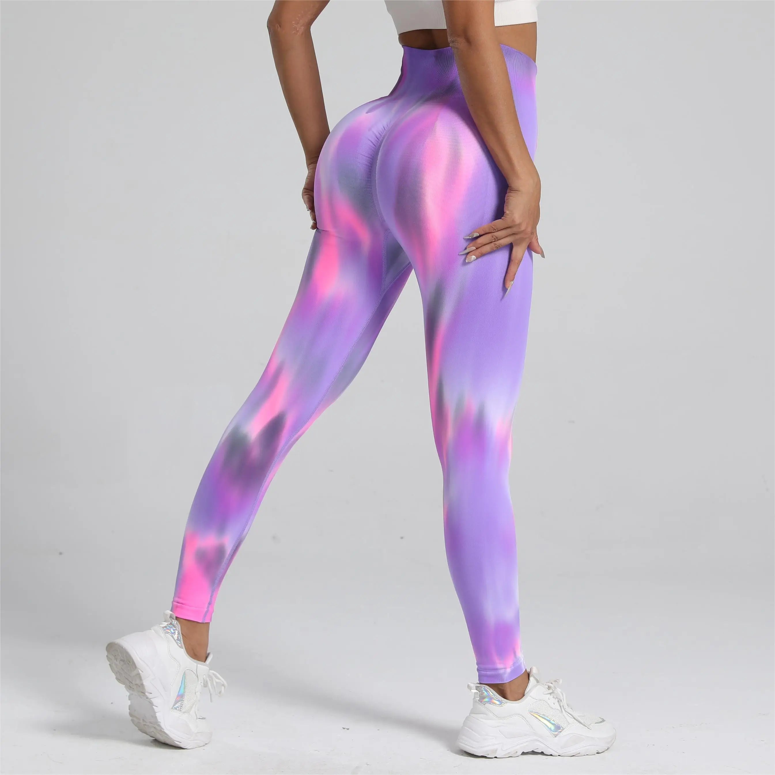 Legging taille haute tie dye pour femme pour entraînement et yoga 