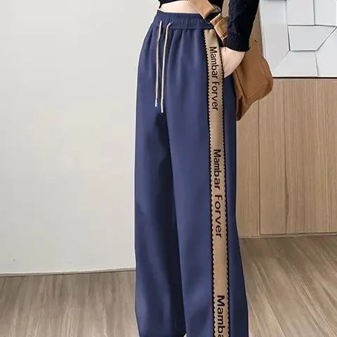 Women's High Waist Color Block Drawstring Casual Harlan Pants