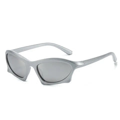 Silver Cat Eye Vintage Sunglasses with Mirror Coating for Women