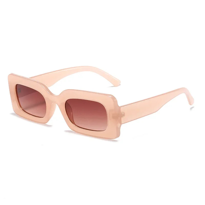 Women's Vintage Rectangle Frame Purple Pink Sunglasses Eyewear